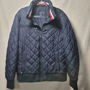 Tommy Hilfiger Quilted Water Resistant Bomber Jacket Navy Blue Mens L